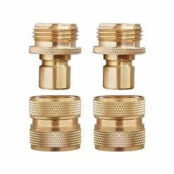 Dyiom 3/4 in. 2-Female and 2-Male Heavy-Duty Solid Brass Hose Connector (2-Set)