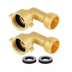 Dyiom 3/4 in. 90 Degree Brass Garden Hose Connector with Extra 4 Pressure Washers (2-Pack)