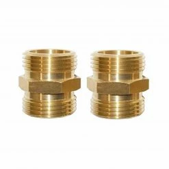 Dyiom 1.29 in. GHT Brass Garden Hose Connectors Double Male (2-Pack )