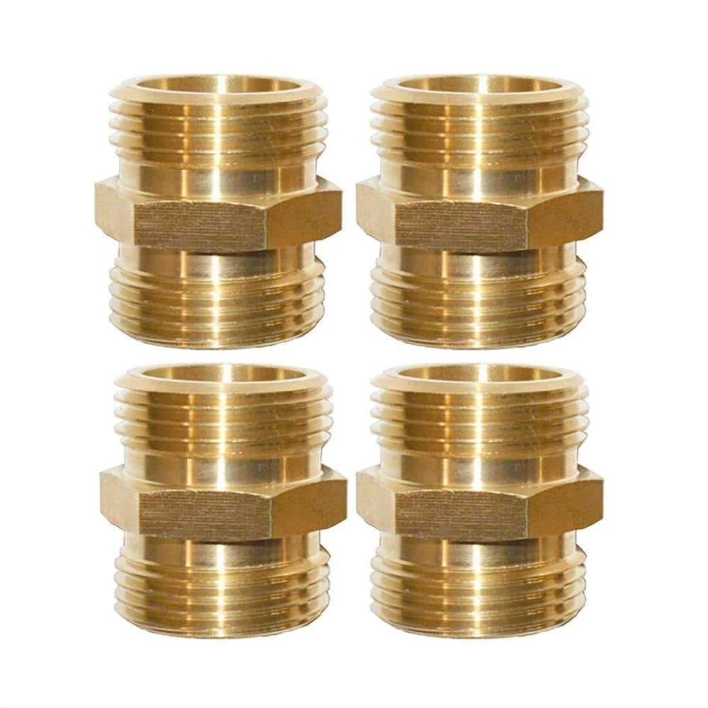 Dyiom 3/4 in. Garden Hose Brass Hose Connector Male to Male (4-Pack) 1 Dyiom 3/4 in. Garden Hose Brass Hose Connector Male to Male (4-Pack)