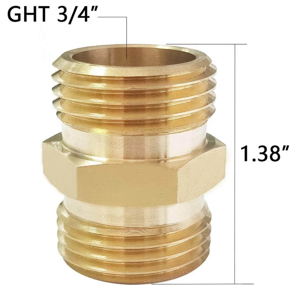 Dyiom 3/4 in. Garden Hose Brass Hose Connector Male to Male (4-Pack) 2 Dyiom 3/4 in. Garden Hose Brass Hose Connector Male to Male (4-Pack) - Image 2