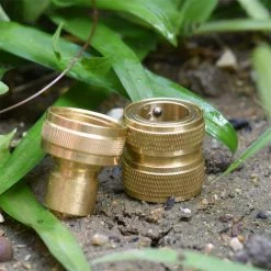 Dyiom 3/4 in. Heavy-Duty Solid Brass Hose Connector (Pack:2) -Sunnydaze Decor Sales dyiom hose connectors b07zpz741x 4f 1000