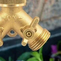 Dyiom 3/4 in. Solid Brass Y Splitter 2 Valves Hose Connector (1-Pack) -Sunnydaze Decor Sales dyiom hose connectors b083rtsyg5 1f 1000