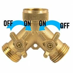 Dyiom 3/4 in. Solid Brass Y Splitter 2 Valves Hose Connector (1-Pack) -Sunnydaze Decor Sales dyiom hose connectors b083rtsyg5 4f 1000