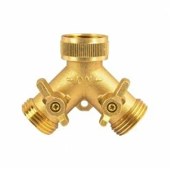 Dyiom 3/4 in. Solid Brass Y Splitter 2 Valves Hose Connector (1-Pack)