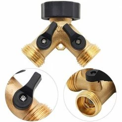 Dyiom 3/4 in. Heavy-Duty Brass Garden Hose Splitter 2 Way Hose Connector with 2 Valves (2-Pack) 6 Dyiom 3/4 in. Heavy-Duty Brass Garden Hose Splitter 2 Way Hose Connector with 2 Valves (2-Pack) -Sunnydaze Decor Sales dyiom hose connectors b085q8cwlb 4f 1000