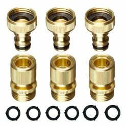 Dyiom 3/4 in. GHT Garden Hose Solid Brass Hose Connector (3-Pack-)