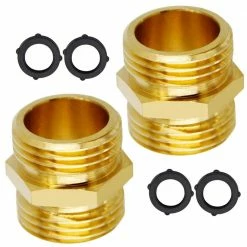 Dyiom 3/4 in. Heavy-Duty Brass Garden Hose Connector with Dual Swivel for Female Hose to Female Hose ( 2-Pack )
