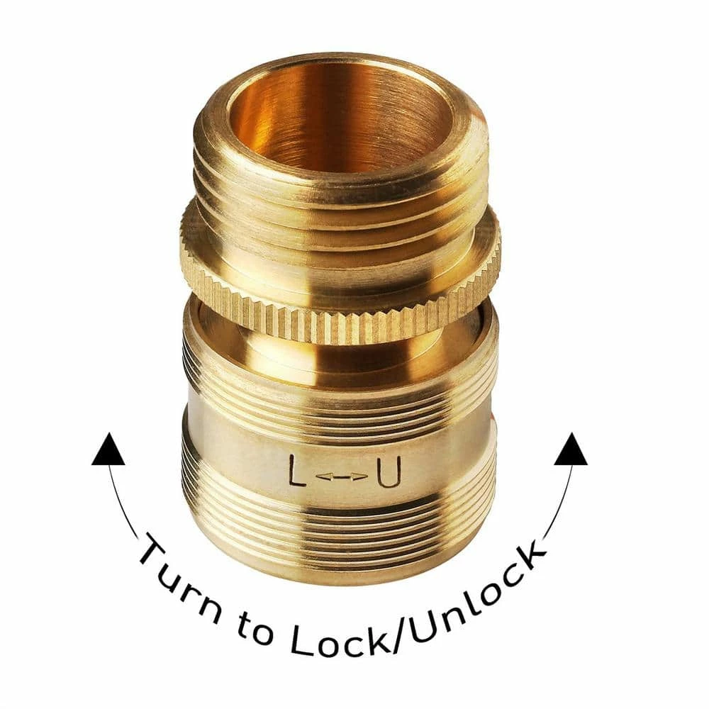 Dyiom 3/4 in. GHT Solid Brass Hose Connector (1-Set) 4 Dyiom 3/4 in. GHT Solid Brass Hose Connector (1-Set) - Image 4