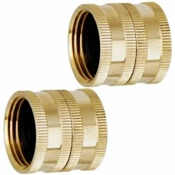 Dyiom 3/4 in. Heavy-Duty Brass Garden Hose Connector with Dual Swivel for Male Hose to Male Hose ( 2-Pack ) -Sunnydaze Decor Sales dyiom hose connectors b091dngzlb 4f 1000