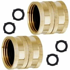 Dyiom 3/4 in. Heavy-Duty Brass Garden Hose Connector with Dual Swivel for Male Hose to Male Hose ( 2-Pack )