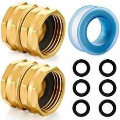 Dyiom 1.1 in. Solid Brass Garden Hose Fittings Hose Connector (2-Pack ) -Sunnydaze Decor Sales dyiom hose connectors b092hvfp3n 1f 1000