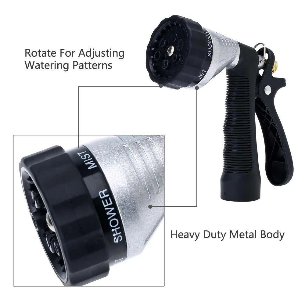 Dyiom Rear-Trigger Metal Garden Hose Nozzle with Adjustable Spray Patterns (Sliver) 6 Dyiom Rear-Trigger Metal Garden Hose Nozzle with Adjustable Spray Patterns (Sliver) - Image 6