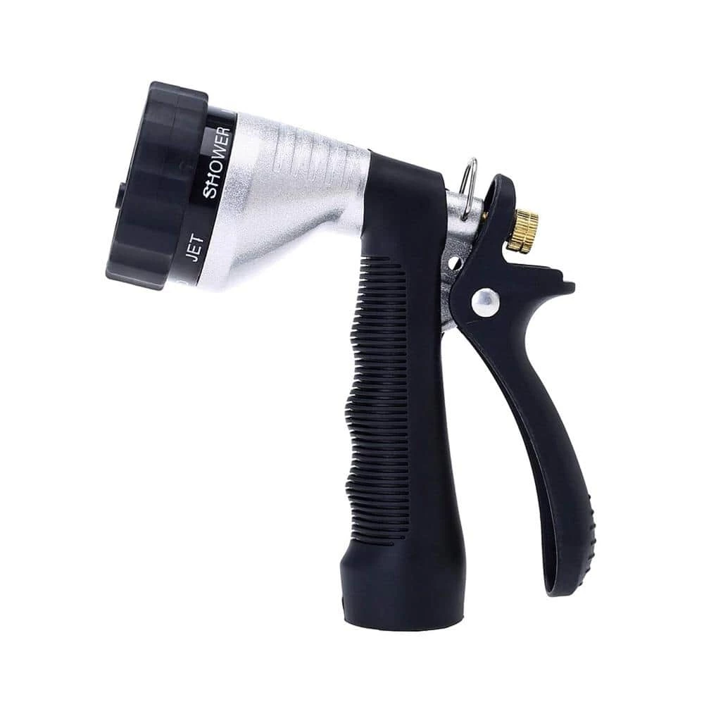 Dyiom Rear-Trigger Metal Garden Hose Nozzle with Adjustable Spray Patterns (Sliver) 1 Dyiom Rear-Trigger Metal Garden Hose Nozzle with Adjustable Spray Patterns (Sliver)