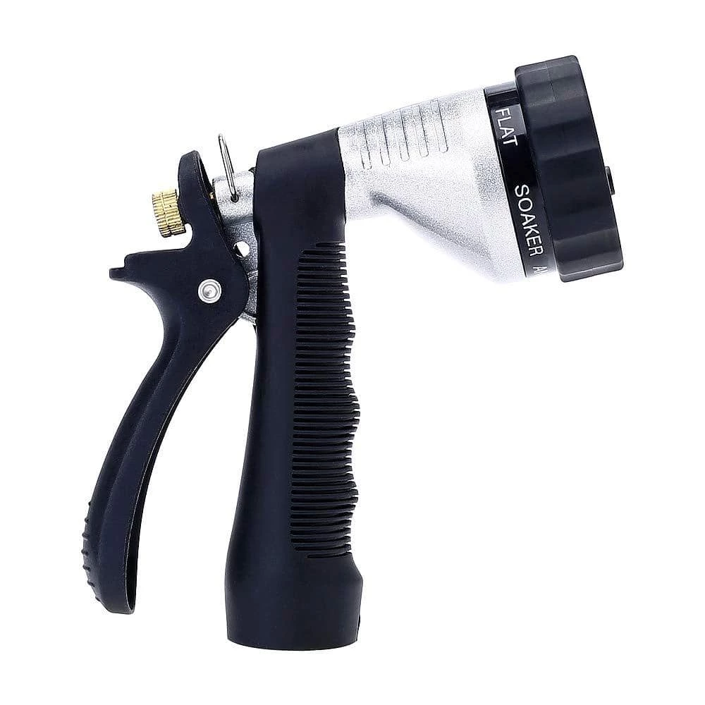 Dyiom Rear-Trigger Metal Garden Hose Nozzle with Adjustable Spray Patterns (Sliver) 2 Dyiom Rear-Trigger Metal Garden Hose Nozzle with Adjustable Spray Patterns (Sliver) - Image 2