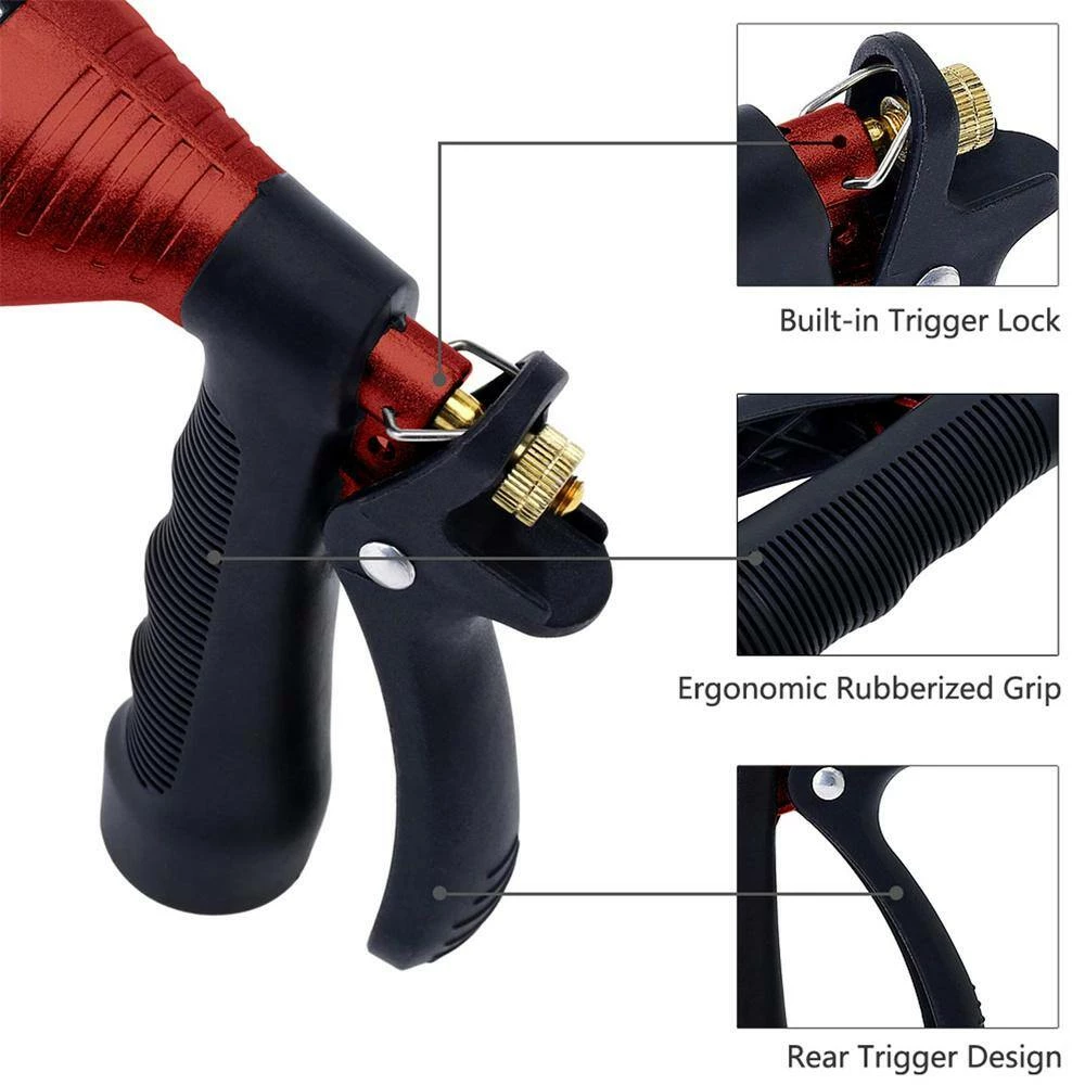 Dyiom Rear-Trigger Metal Garden Hose Nozzle with Adjustable Spray Patterns (Red) 4 Dyiom Rear-Trigger Metal Garden Hose Nozzle with Adjustable Spray Patterns (Red) - Image 4