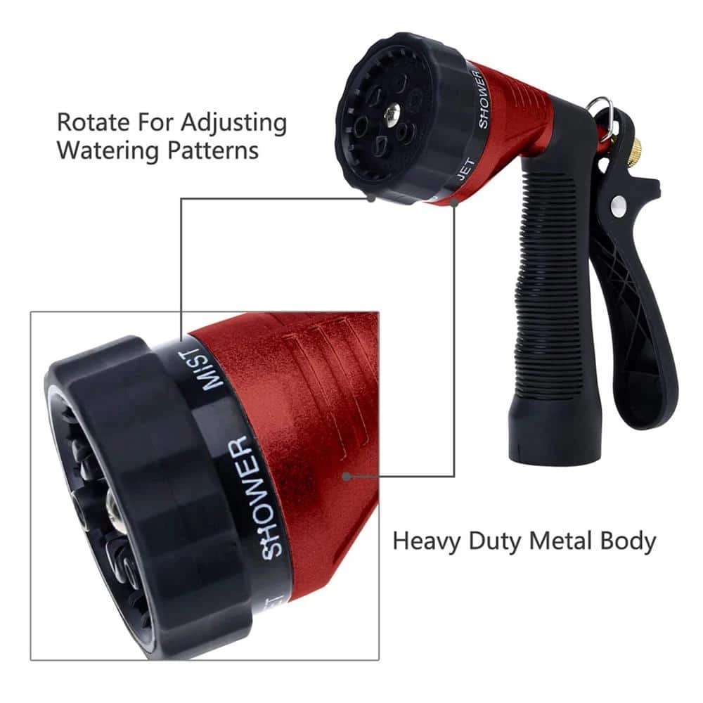 Dyiom Rear-Trigger Metal Garden Hose Nozzle with Adjustable Spray Patterns (Red) 3 Dyiom Rear-Trigger Metal Garden Hose Nozzle with Adjustable Spray Patterns (Red) - Image 3