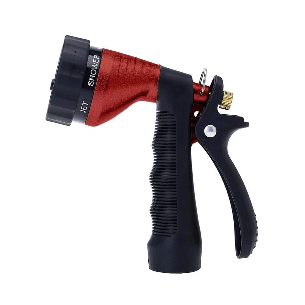 Dyiom Rear-Trigger Metal Garden Hose Nozzle with Adjustable Spray Patterns (Red) 1 Dyiom Rear-Trigger Metal Garden Hose Nozzle with Adjustable Spray Patterns (Red)