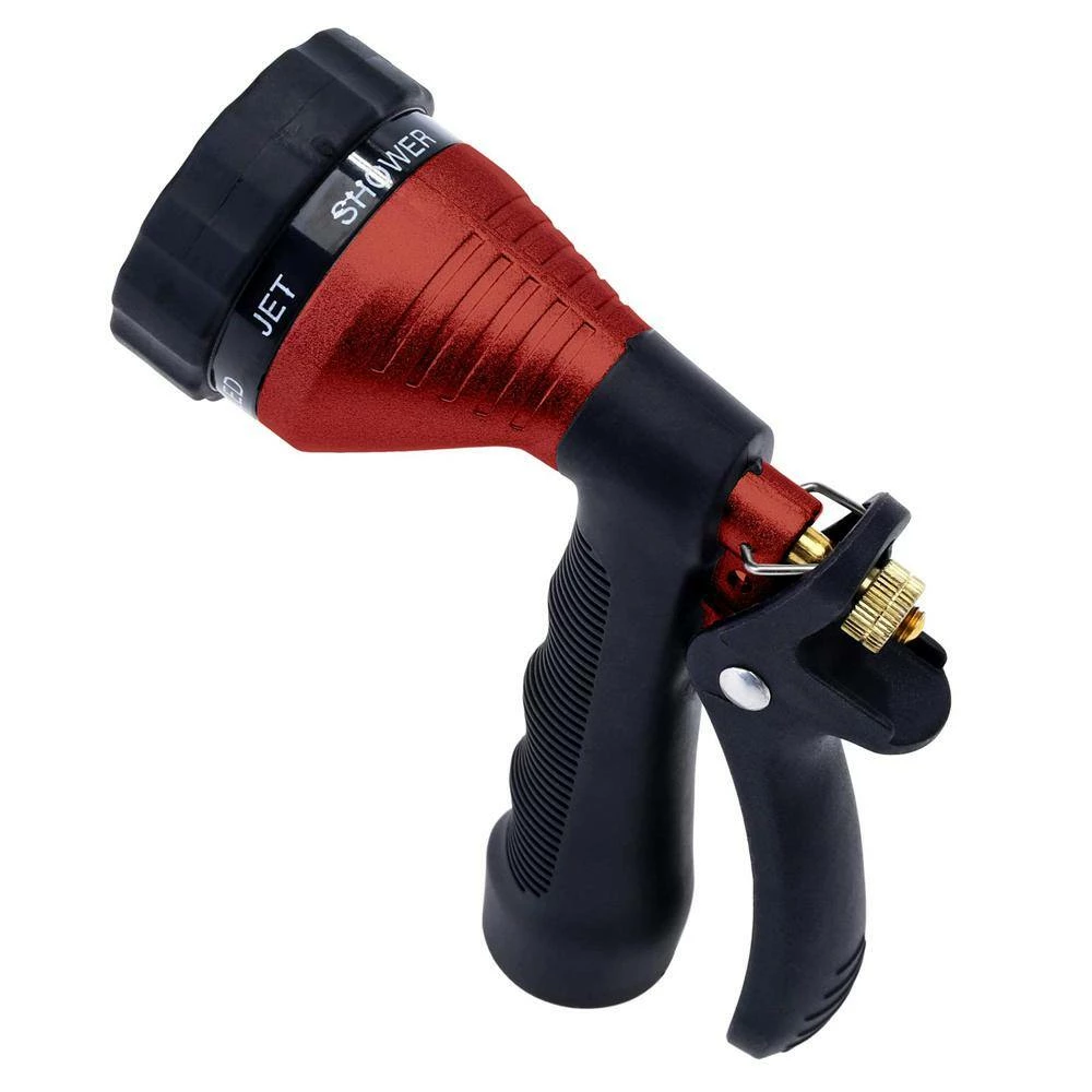 Dyiom Rear-Trigger Metal Garden Hose Nozzle with Adjustable Spray Patterns (Red) 6 Dyiom Rear-Trigger Metal Garden Hose Nozzle with Adjustable Spray Patterns (Red) - Image 6