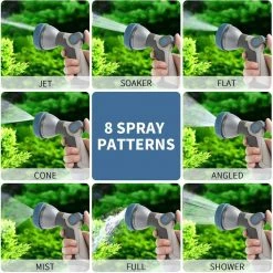Dyiom 8-Pattern Gray Thumb Control Metal Garden Hose Sprayer Nozzle 9 Dyiom 8-Pattern Gray Thumb Control Metal Garden Hose Sprayer Nozzle -Sunnydaze Decor Sales dyiom nozzles wands b083qgp24c 1f 1000