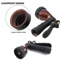 Dyiom Rear-Trigger Metal Garden Hose Nozzle with Adjustable Spray Patterns (Bronze) -Sunnydaze Decor Sales dyiom nozzles wands b088jtsm2r 1f 1000