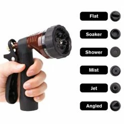 Dyiom Rear-Trigger Metal Garden Hose Nozzle with Adjustable Spray Patterns (Bronze) -Sunnydaze Decor Sales dyiom nozzles wands b088jtsm2r c3 1000