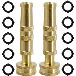 Dyiom 3/4 in. Heavy-Duty Brass Adjustable Twist Water Garden Hose Nozzle with10 Rubber Washers (2-Pack)