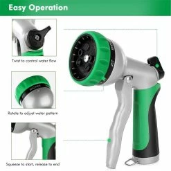 Dyiom Heavy-Duty Metal 7 Adjustable Spray Patterns Front Trigger garden hose Nozzle(Green) -Sunnydaze Decor Sales dyiom nozzles wands b08qvk1gxv 1f 1000