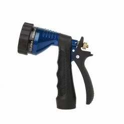 Dyiom Rear-Trigger Metal Garden Hose Nozzle with Adjustable Spray Patterns (Blue)