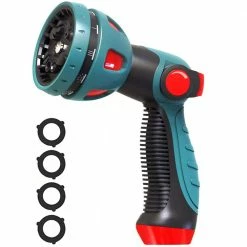 Dyiom Heavy-Duty 10-Pattern Thumb Control Garden Hose Spray Nozzle (Red)