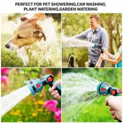 Dyiom Heavy-Duty 10-Pattern Thumb Control Garden Hose Spray Nozzle (Red) -Sunnydaze Decor Sales dyiom nozzles wands b08xz3rprv 76 1000