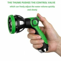 Dyiom 10-Pattern Garden Hose Nozzle Sprayer Thumb Control High Pressure Pistol Grip Easy Water Control (Green 1) -Sunnydaze Decor Sales dyiom nozzles wands b092j6kcwx 1f 1000