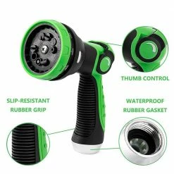 Dyiom 10-Pattern Garden Hose Nozzle Sprayer Thumb Control High Pressure Pistol Grip Easy Water Control (Green 1) -Sunnydaze Decor Sales dyiom nozzles wands b092j6kcwx 4f 1000