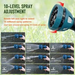 Dyiom 10-Pattern Metal Blue Garden Hose Nozzle Sprayer High Pressure Water Hose Nozzle -Sunnydaze Decor Sales dyiom nozzles wands b092vrvpk9 44 1000
