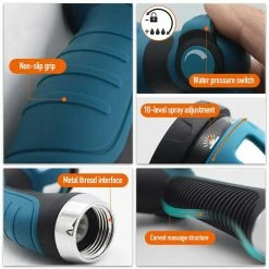 Dyiom 10-Pattern Metal Blue Garden Hose Nozzle Sprayer High Pressure Water Hose Nozzle -Sunnydaze Decor Sales dyiom nozzles wands b092vrvpk9 4f 1000