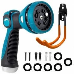 Dyiom 10-Pattern Metal Blue Garden Hose Nozzle Sprayer High Pressure Water Hose Nozzle