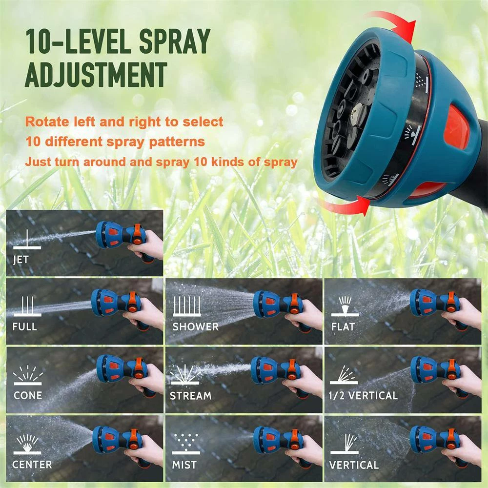 Dyiom 10-Pattern Metal Orange Garden Hose Nozzle Sprayer High Pressure Water Hose Nozzle 5 Dyiom 10-Pattern Metal Orange Garden Hose Nozzle Sprayer High Pressure Water Hose Nozzle - Image 5