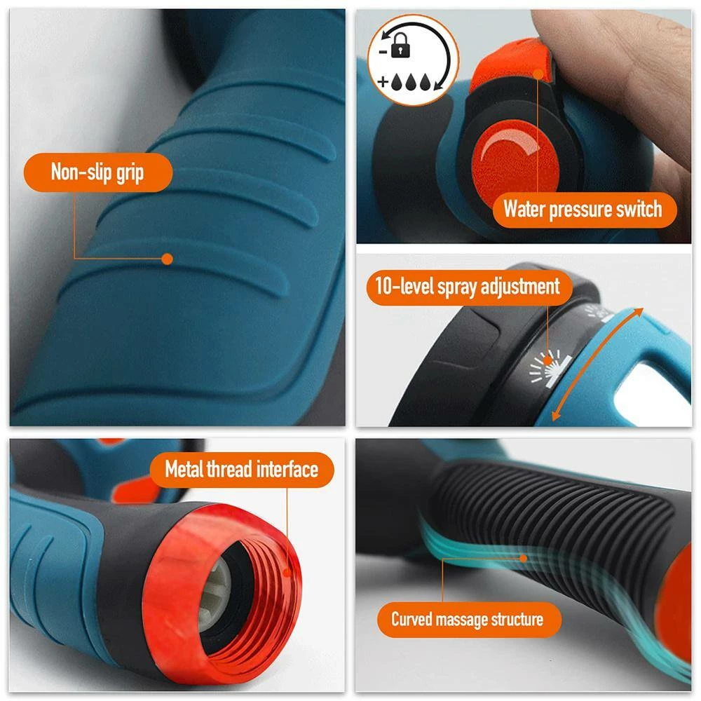 Dyiom 10-Pattern Metal Orange Garden Hose Nozzle Sprayer High Pressure Water Hose Nozzle 3 Dyiom 10-Pattern Metal Orange Garden Hose Nozzle Sprayer High Pressure Water Hose Nozzle - Image 3