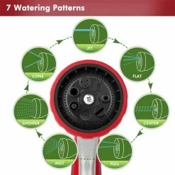 Dyiom Heavy-Duty Metal 7 Adjustable Spray Patterns Front Trigger garden hose Nozzle(Red) -Sunnydaze Decor Sales dyiom nozzles wands b094xdm3ql 4f 1000