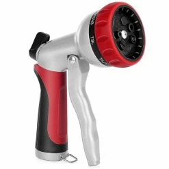 Dyiom Heavy-Duty Metal 7 Adjustable Spray Patterns Front Trigger garden hose Nozzle(Red)