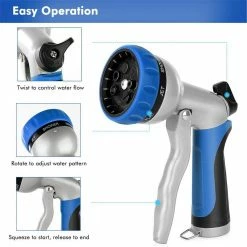 Dyiom Heavy-Duty Metal 7 Adjustable Spray Patterns Front Trigger garden hose Nozzle(Blue) -Sunnydaze Decor Sales dyiom nozzles wands b094xr28mw 1f 1000