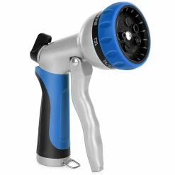 Dyiom Heavy-Duty Metal 7 Adjustable Spray Patterns Front Trigger garden hose Nozzle(Blue)