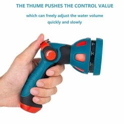 Dyiom 10-Pattern Garden Hose Nozzle Sprayer Thumb Control High Pressure Pistol Grip Easy Water Control (Red) -Sunnydaze Decor Sales dyiom nozzles wands b09539l2rj 44 1000