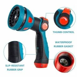 Dyiom 10-Pattern Garden Hose Nozzle Sprayer Thumb Control High Pressure Pistol Grip Easy Water Control (Red) -Sunnydaze Decor Sales dyiom nozzles wands b09539l2rj 4f 1000