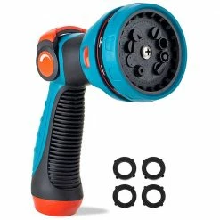 Dyiom 10-Pattern Garden Hose Nozzle Sprayer Thumb Control High Pressure Pistol Grip Easy Water Control (Red)