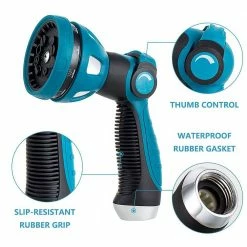 Dyiom 10-Pattern Garden Hose Nozzle Sprayer Thumb Control High Pressure Pistol Grip Easy Water Control (Blue) 9 Dyiom 10-Pattern Garden Hose Nozzle Sprayer Thumb Control High Pressure Pistol Grip Easy Water Control (Blue) -Sunnydaze Decor Sales dyiom nozzles wands b0953bydgl 4f 1000