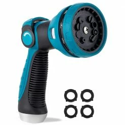 Dyiom 10-Pattern Garden Hose Nozzle Sprayer Thumb Control High Pressure Pistol Grip Easy Water Control (Blue)