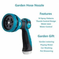 Dyiom 10-Pattern Garden Hose Nozzle Sprayer Thumb Control High Pressure Pistol Grip Easy Water Control (Blue) 13 Dyiom 10-Pattern Garden Hose Nozzle Sprayer Thumb Control High Pressure Pistol Grip Easy Water Control (Blue) -Sunnydaze Decor Sales dyiom nozzles wands b0953bydgl 76 1000