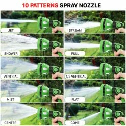 Dyiom Heavy-Duty 10-Pattern Thumb Control Garden Hose Spray Nozzle (Green) -Sunnydaze Decor Sales dyiom nozzles wands b097rccjlk 1f 1000