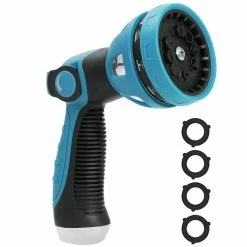 Dyiom Heavy-Duty 10-Pattern Thumb Control Garden Hose Spray Nozzle (Blue)